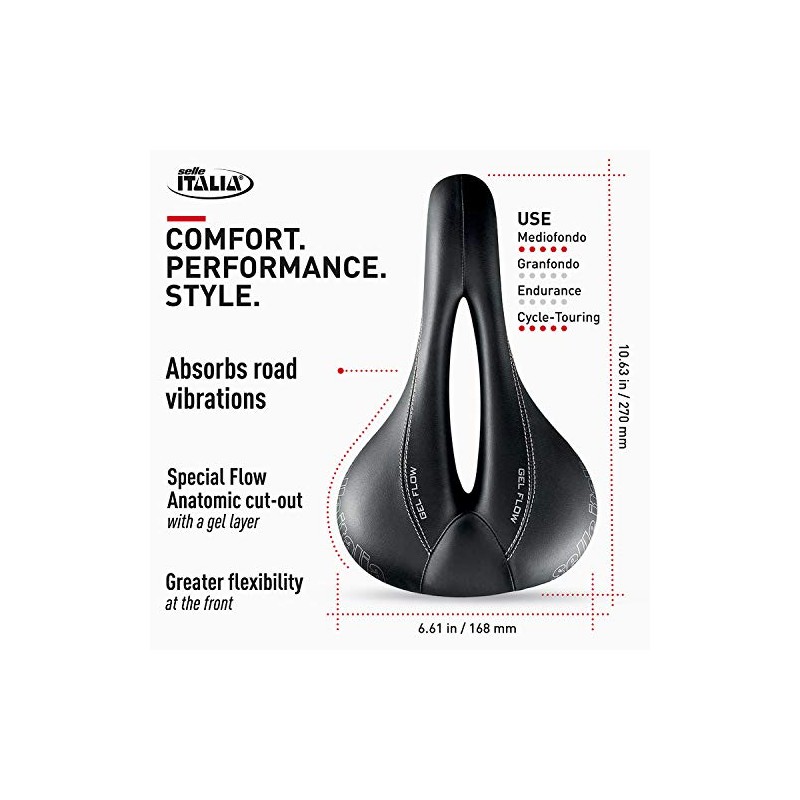 DONNA Saddle 168x270mm (S2) Gel Flow Black - Weight: