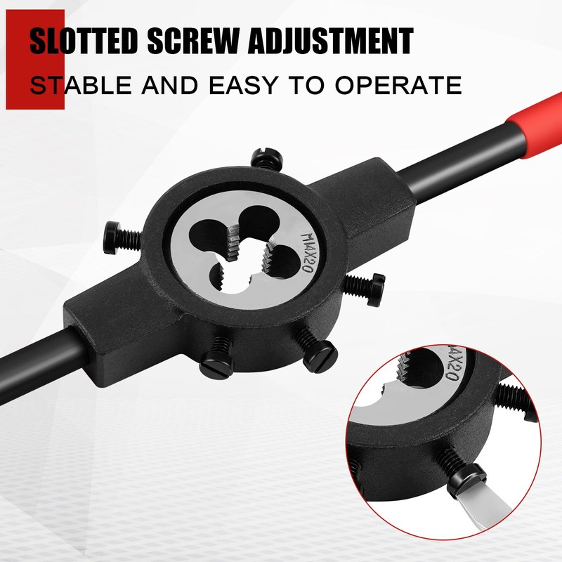 Leriton 2 Pcs Adjustable Tap Wrench Handle Round Die Stock