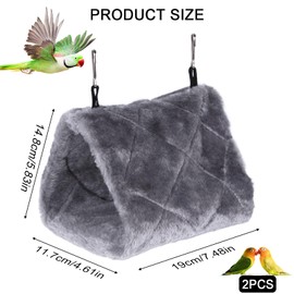 2-Piece Set Bird Nest,Winter Warm Parrot Hammock,Hanging Bird Nest House Plush Macaw Pet Bed Cage Tent Toys for Birds Cave Hideout of Parakeet Mynah Cockatoo Hamster Hammock Bird’s Shed