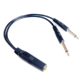 DHSKZRMJ Gold Plated 6.35mm TS 2-Pole Mono Female to 2 x 1/4" 6.35mm TS Mono Male Audio Splitter Cable 35cm