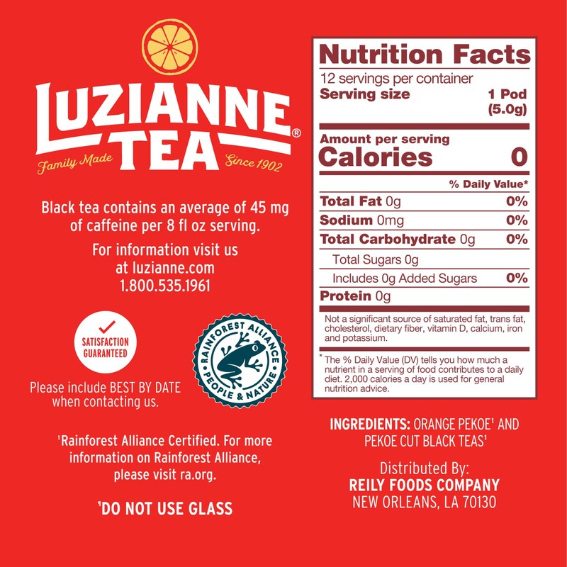 Luzianne Unsweetened Iced Tea Single Serve Pods, 12ct Box (Pack