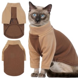 T'CHAQUE Cat Pajamas - Soft Cat Clothes& Shirts & Pajamas with Sleeves, Stretchy Sweater, Pullover Kitten Clothes, Darkbrown, Medium