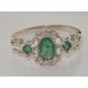LetsBuyGold 925 Sterling Silver Natural Emerald Womens Anniversary Ring -