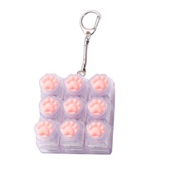 Frenland-Shop Keyboard Key Holder [Luminous Feature] Cat Paw Design Stress Relief 9 Buttons with Key Chain Keyboard Fidget Toy for Adults (Pink)