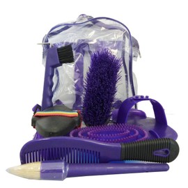 AJ Tack 8 Piece Kids Horse Grooming Kit Purple