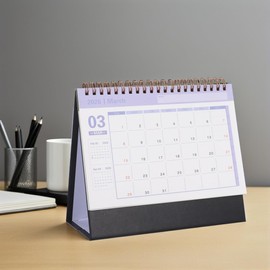 SHINEOFI Desk Calendar 2025-2026 Small Desktop Standing Flip Calendar for Home School Office Monthly Planner Black 19x16.5cm