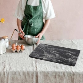 Adolif Natural Black Marble Pastry and Cutting Board, 12x20x0.7 Inch, Heavy for Dough Chocolate, Pack of 1