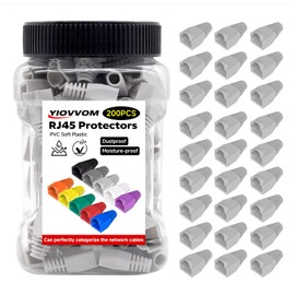 YIOVVOM Ethernet RJ45 Cable Connector Soft Plastic Boots, Cover Strain Relief Boots, CAT5 CAT5E CAT6 CAT6E Ethernet Boots Light Gray 200-PACK