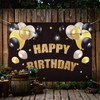 PAKBOOM Happy 78th Birthday Backdrop Black Gold Photo Background Banner