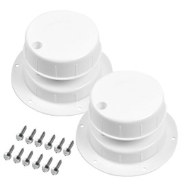 senylanhxy White RV Roof Vent Cover Kit 2-Pack with Screws – Universal Fit for 1" to 2-3/8" OD Pipes – Compatible with Trailers, Campers, Motorhomes