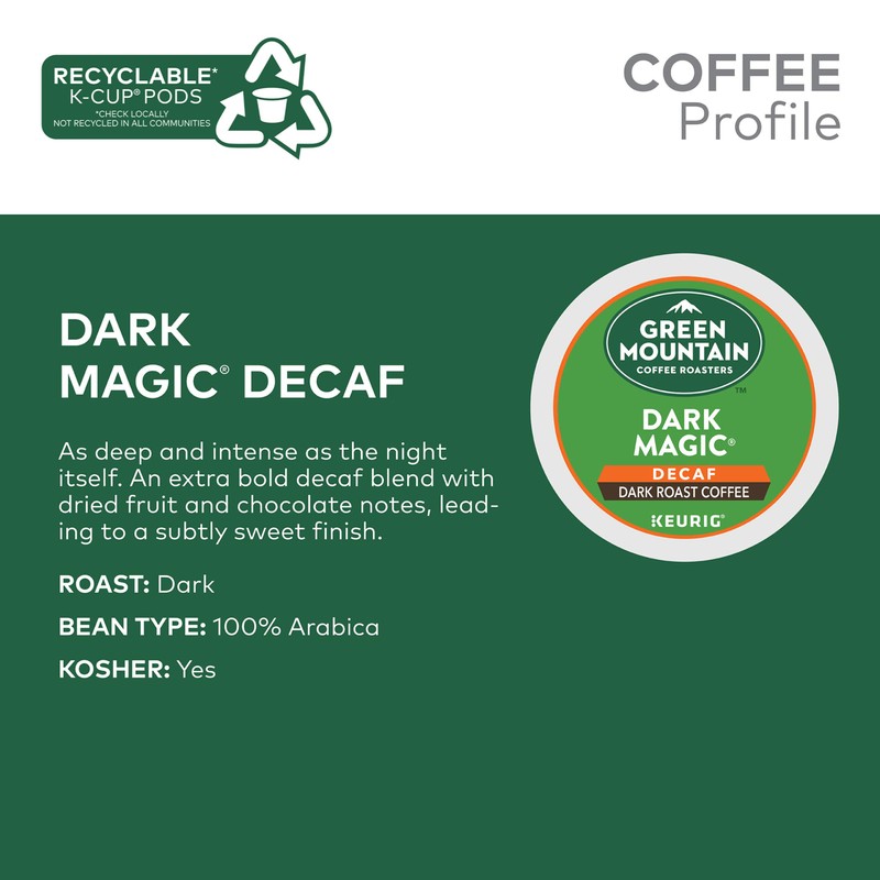 Green Mountain Coffee Decaf Dark Magic, 24ct K-Cup for Keurig