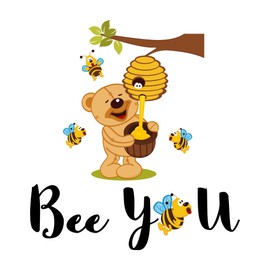 Babies Bee You Cute Cartoon Wall Decal Decoration Bee You Quote Inspirational Vinyl Wall Decal Art Lasts Years and Easily Removable - Size: 27 in(W) x 30 in(H)