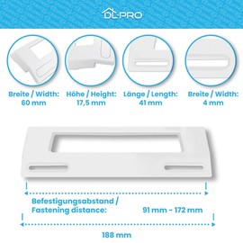 DL-pro Universal Fridge Door Handle 9-17 cm Mounting Distance 18.8 cm Length Replacement Handle for Fridge Freezer Fridge Freezer Combination White for Bosch Siemens LG AEG Miele etc.