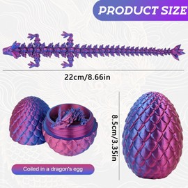 GUIANLOU 3D Dragon Figures in Dragon Egg Realistic Movable Dragon 3D Printed Dragon Egg with Dragon Movable Dragon Toys Dragon Eggs Home Decor Mysterious Dragon Toy