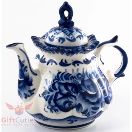 Porcelain Gzhel teapot coffee server handmade in Russia 650ml