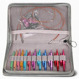 Juego de Agujas de Tejer Circulares de 3 a 8 Mm, Almacenamiento de Agujas de Tejer, Juego de Agujas Circulares de Colores Surtidos Intercambiables con Bolsa de Almacenamiento