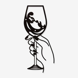 NBEADS Wine Glass Metal Wall Art Decor, Black Wall Hanging Decor Silhouette Wall Art Modern Metal Wall Sculptures for Modern Home Hanging Decorations, 11x5 Inch