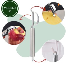 Peladores Verduras Naranjas Fruta Rayador Papas Tomates Rallador y rebanador Manual pelador Multifuncional de Acero Inoxidable para Pepino de Patata, diseño de Agujeros de excavación (Modelo #1)