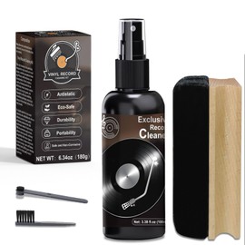 DINGSEN Vinyl Record Cleaning Kit, Complete 4 in 1 Vinyl Record Cleaning Kit 100ml Soft Velvet Brush, Straight Handle and Round Head Brush