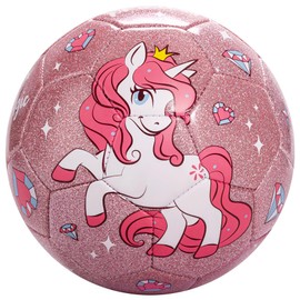 U&C Planet Football Size 3 Toddlers Unicorn Football with Pump Age 3-8 Outdoor Football Sports Training Children Small Footballs for Children Play Toy Ball Soccerball Pink Glitter