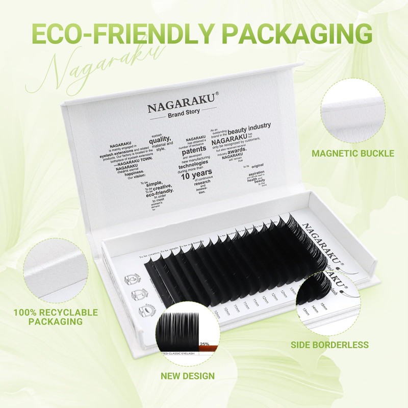 NAGARAKU Individual Eyelash Extensions, Luxury Collected Classic Single Lashes Upgraded