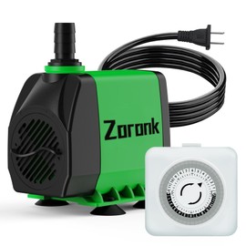 Zoronk Fountain Water Pump 660GPH with Indoor Mechanical Timer Ultra Quiet 8.2ft High Lift for Fountains, Hydroponics, Ponds, Aquariums & More……
