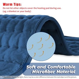 BEAUTIKEN Heating Pad, Electric Heating Pad, Electric Heat Pad with Multiple Temp & Timer Settings, Auto Off (24'20', Dark Blue)