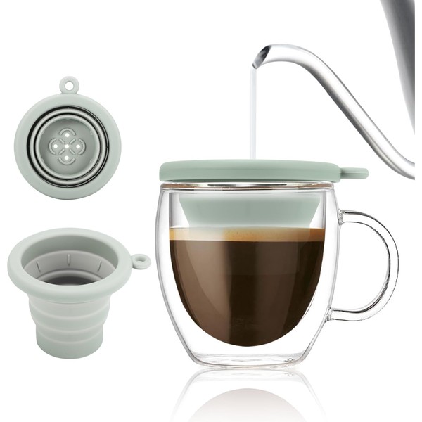 SHANGSKY Pour Over Coffee Dripper, One Cup Foldable Silicone Coffee