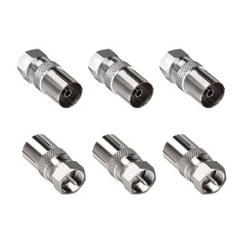 6Pcs Aerial Connectors, Coaxial Cable Connectors, F Male to TV Female TV Aerial Socket Coax Adapter, Coaxial Connector for RF Cable, Compatible with TV, Router, Modem, Satellite Audio/Video Equipment
