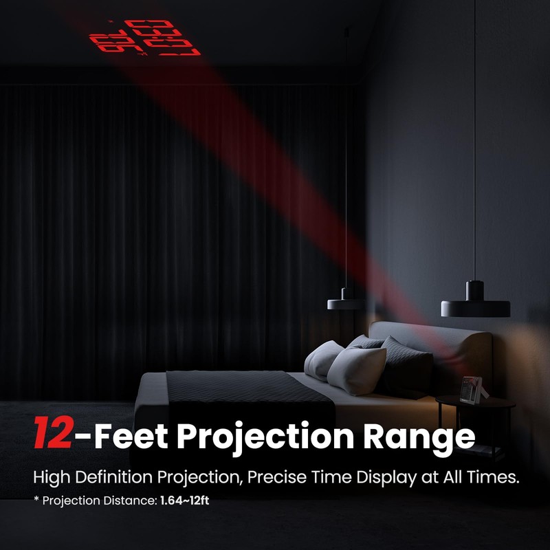 Newentor Projection Alarm Clock, 2-in-1 Weather Station for Bedroom Ceiling,