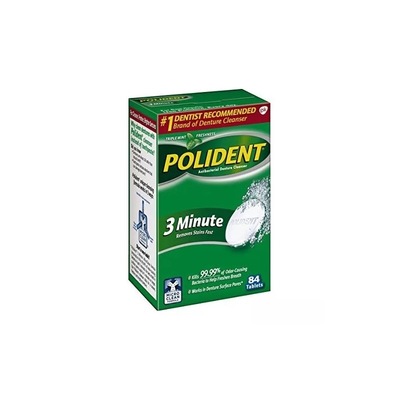 Polident 3 Minuto Antibacteriano Denture Limpiador Tablets,