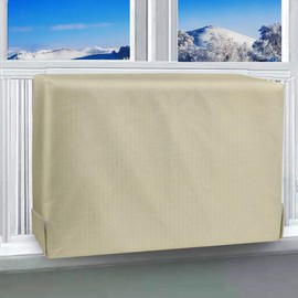 Waterproof Insulated Indoor Air Conditioner Cover for Inside Window AC Unit, 25''Wx 17''Hx 3.5''D- Beige