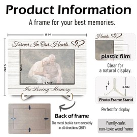 HYKDFMNCJ Memorial 4x6 Picture Frame, in Loving Memory Photo Frame, Sympathy Bereavement Memory Gifts for Loss Loved Ones Wall and Tabletop Display Picture Photo Frames for Home Bedroom Decor