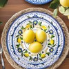 FYSUIMU 60Pcs Lemon Paper Tableware Set Blue Floral Lemon Disposable