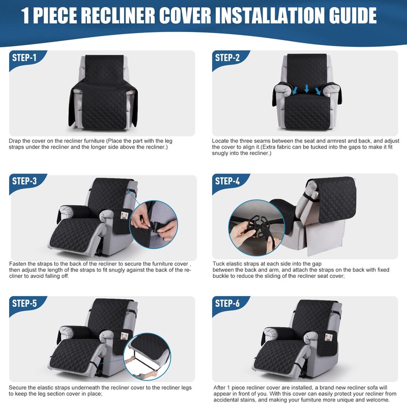 TAOCOCO 100% Waterproof Recliner Covers, Recliner Sofa Covers with Leg