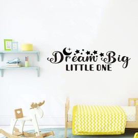 Wall Decals for Kids, Baby Wall Stickers, (Easy to Apply), Wall Decor Vinyl Art Quotes Bedroom Nursery Motivational Boys Girls Teens Inspirational Sayings Home Family Sign, Dream Big Little One 25"X7"