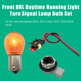 Memiuyelay 2Pcs DRL Daytime Running Light Turn Signal Lamp Bulb and Socket Holder with Wires Fit for Jeep Renegade 2014 2015 2016 2017 2018 2019 2020 2021