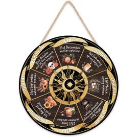 Wheel of The Year Wood Sign, 12" Wheel Year Wall Hanging, Sabbats Pagan Witch Sign, Witchcraft supplies, Wicca Calendar, Wiccan Holiday, Yule Altar, Celestial Sign, Christmas Halloween witchy Decor