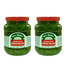 Mrs. Klein's Sweet Relish | Chicago-Style Relish | Extra Green for Chicago dogs, Hotdogs, Hamburgers, Chicken Sandwiches, Potato Salad or Tuna Salad | 16 oz Pack of 2