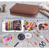 170-Piece Sewing Kit for Home Repairs – Portable Brown Storage