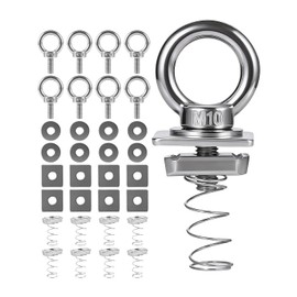 Strut Channel Nut and Eye Bolt Set - Heavy Duty Stainless Steel Eye Bolts M8, M10 | Zinc Plated Spring Nuts, Long Spring) for Unistrut, M10, Pack of 8