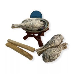 Travel Size Smudge Kit - Shell + Stand + Sage + Palo Santo (10 Kits) #JC-210