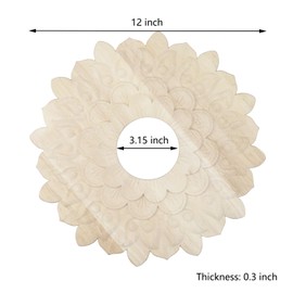 Pastlla Wooden Ceiling Fan Medallion Molded Wood Carved Flower Light Ceiling Cover Lighting Ceiling Medallion Home Decorative for Light Fixtures Ceiling Fans Chandeliers, 12" OD x 3.15" ID