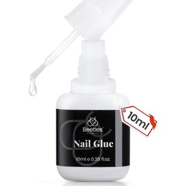 Beetles Press On Nail Glue Quick-Drying 10ml Super Strong Nail Glue, Brush on Glue for Acrylic & Fake Nails, No Uv Light Needed, Long Lasting Christmas Nails, DIY Home Manicure