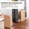 KARBAG Book Ends, 2 Pack Natural Bamboo Bookend Heavy Duty