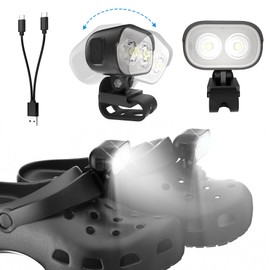 COSOOS Original 2 Rechargeable Headlights for Croc Charms,Rechargeable Flashlight Attachment Croc Accessory Kids Boy Girl Men Women Sandal,Clip on Clog Headlamp Shoe Decoration Charm