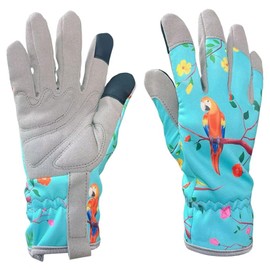 Wjelet Gardening Gloves for Women,Adults Safety Work Gloves,Microfiber Leather Women Gloves for Yard,Garden,Cleaning, Camping, Landscaping (light blue)