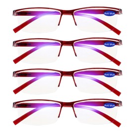 WEMOOTANTS 4 Pairs Red Reading Glasses 2.5 Women Lightweight Blue Light Blocking Readers 1.00 1.50 2.00 2.50 3.00 3.50 4.00