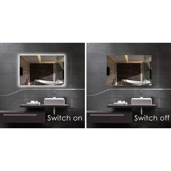 LEVE LED Backlit Mirror Bathroom Wall Mounted Illuminated Mirror, Dimmable