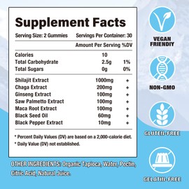 2 Packs 1000 MG Shilajit Supplement Gummies with 85+ Trace Minerals Supplement, Shilajit for Men & Women - 120 Blueberry Flavored Gummies